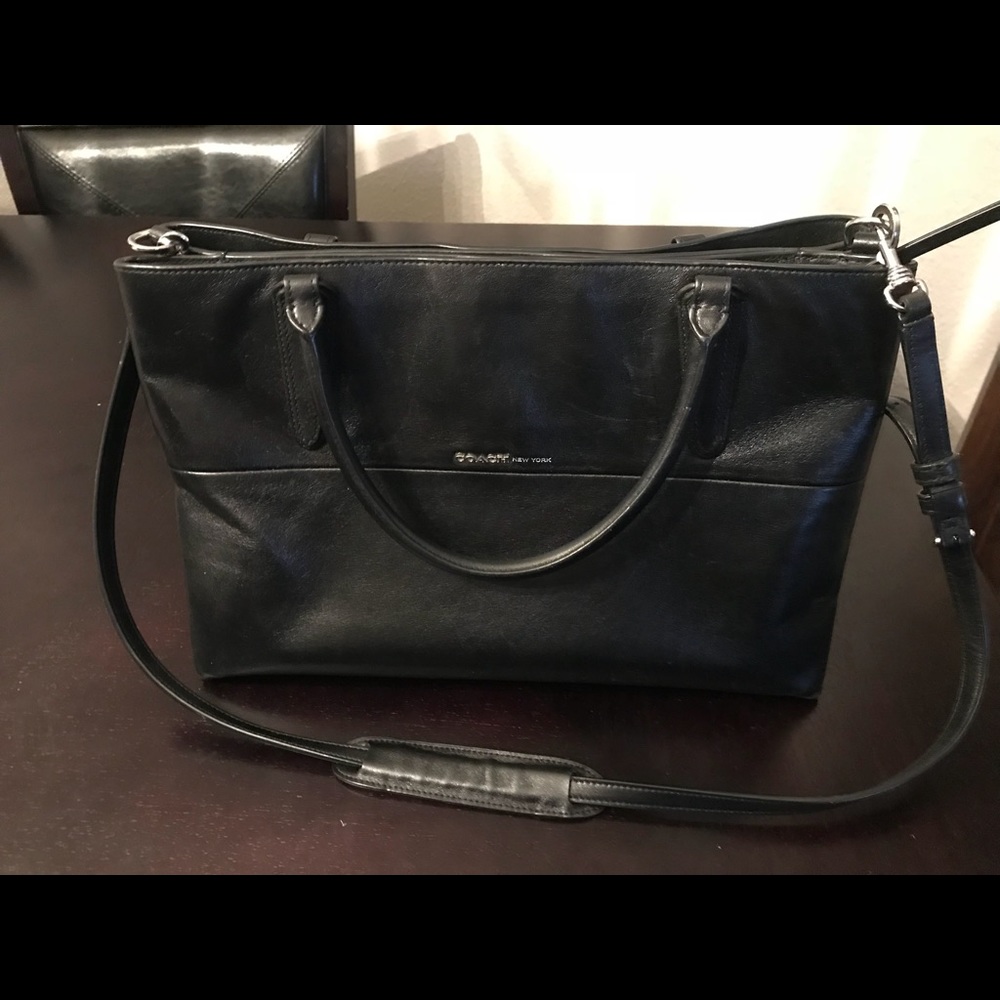 Coach Soft Borough Nappa Leather Black Satchel